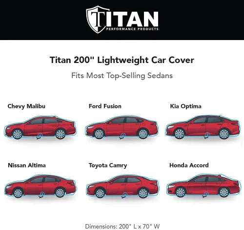 Miniatura 4 de Titan Brilliant Color Poly 210T - Funda para automóvil sedán de 186-202 pulgadas, impermeable, protección UV, resistente a los arañazos, apertura