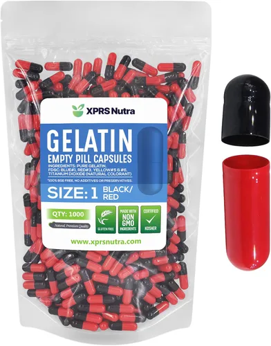 Miniatura 16 de XPRS Nutra Cápsulas vacías de tamaño 1 – 500 cápsulas vacías de gelatina – Pastillas de relleno de cápsulas de bricolaje – Cápsulas de gel de Oro