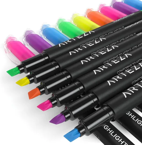 Miniatura 5 de ARTEZA Resaltadores – Juego de 60 colores neón surtidos con puntas de cincel estrechas, tinta de secado rápido para la escuela, oficina, diario