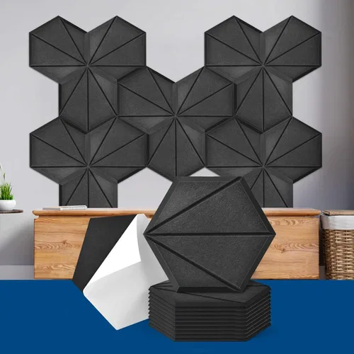 Miniatura 13 de Art3dwallpanels Paquete de 12 paneles acústicos autoadhesivos, 14" X 12" X 0.4" paneles de pared insonorizados, paneles de absorción de sonido
