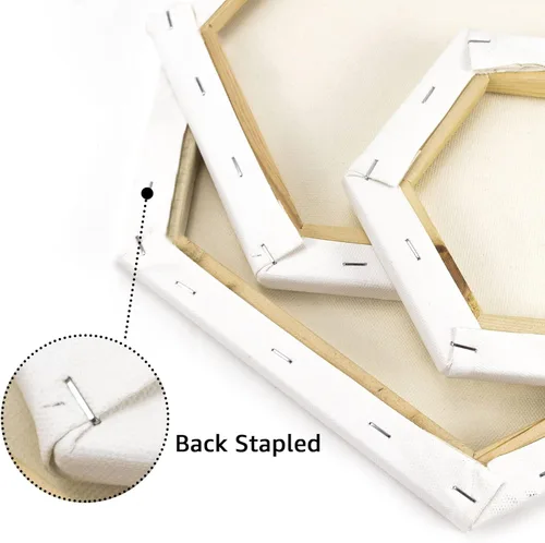 Miniatura 3 de HVEST Tableros de lienzo hexagonales para pintar, paneles de lienzo blanco en blanco para pintura acrílica de acuarela al óleo, paquete de 6