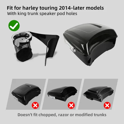 Miniatura 3 de XMT-MOTO King Tour Trunk - Soporte para vasos de bebidas para Harley Davidson 2014-2025 Touring Electra Glide Road Glide