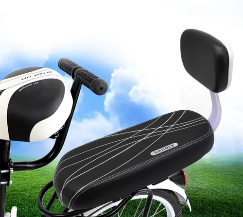 Miniatura 2 de Together-life Asiento de bicicleta para niños, asiento trasero de bicicleta para niños, asiento de bicicleta con respaldo, cojín, reposabrazos