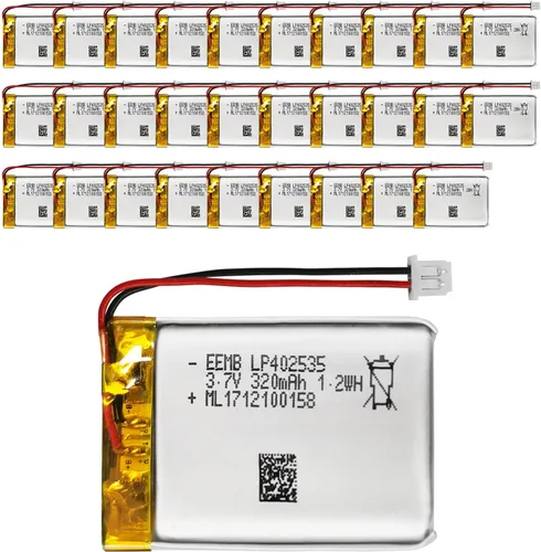 EEMB Paquete de 30 baterías de polímero de litio 3.7 V 320 mAh 402535 Lipo batería recargable con conector Molex de cable para altavoz y dispositivo