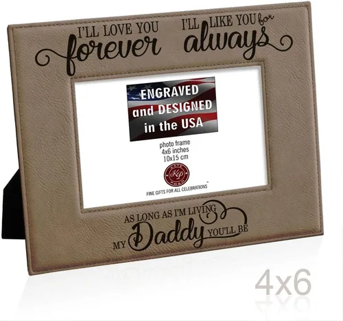 Miniatura 6 de KATE POSH I'll Love You Forever, I'll Like You for Always, as Long as I'm Living My Daddy You'll be. Marco de fotos de cuero bronceado grabado, papá