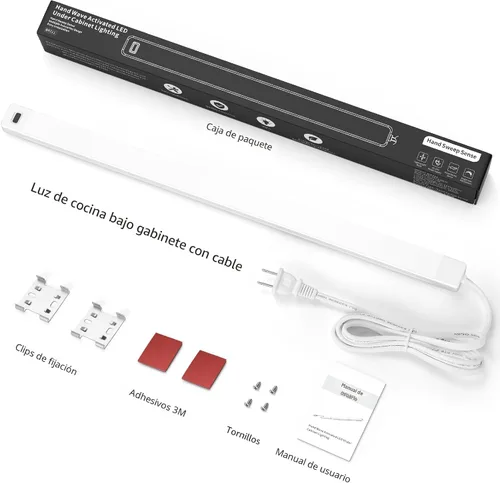 Miniatura 8 de MYPLUS Luces LED bajo gabinete de 16 pulgadas con sensor de movimiento manual, iluminación bajo mostrador 4000K blanco natural, regulable, Plug and