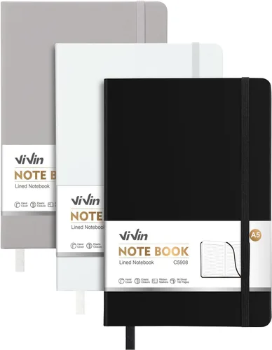 Miniatura 23 de ViVin Cuadernos rayados para trabajo, 192 páginas, tamaño mediano de 5.5 x 8.3 pulgadas, con rayas universitarias, cuadernos A5 de tapa dura