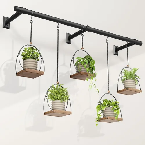 Miniatura 10 de Macetas colgantes para plantas de interior, colgador de plantas resistente de 32 pulgadas para interiores, barra de metal de 1 pulgada de diámetro