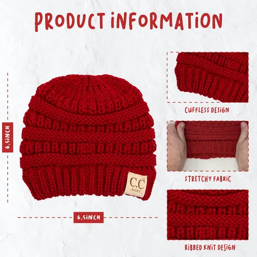 Miniatura 3 de Funky Junque - Gorro tejido tipo Beanie calentito para bebé, ideal para el invierno