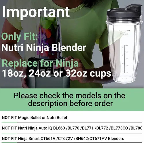 Miniatura 5 de Vaso licuador de repuesto de 24 onzas para Ninja BN401 BN751 BN801 BN800 BL450 BL456 BL480 Foodi SS401 SS101 TWISTi SS151 SS351 Vasos Nutri Ninja