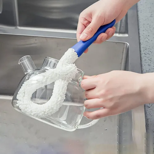 Miniatura 7 de LJDJ Cepillo de limpieza de botellas, juego de 2 tamaños diferentes, estropajo flexible para botellas, herramientas de limpieza multifunción