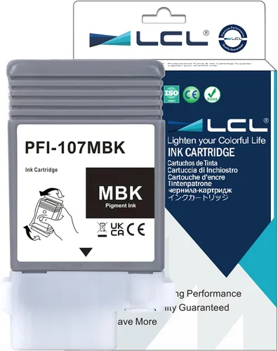 Miniatura 10 de LCL PFI-107 Cartucho de tinta negro de 4.4 fl oz de repuesto para Canon PFI-107 PFI-107BK PFI107BK para impresoras Canon ImagePROGRAF iPF670 iPF680