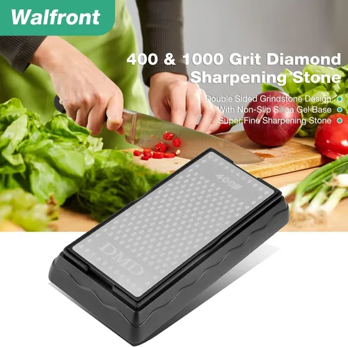 Miniatura 2 de Afilador de cuchillos Piedra de grano 400/1000 de doble cara Piedra de afilar piedra de afilar piedra de afilar con base Juego de piedra fina