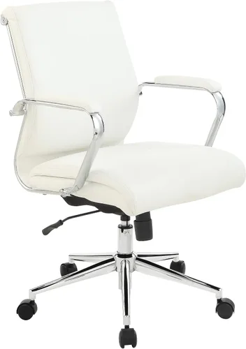 Miniatura 14 de Office Star Silla de oficina ajustable Antimicrobial Manager con base cromada, respaldo medio, tela negra Dillon