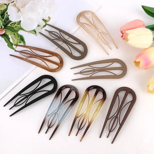 Miniatura 7 de Paquete de 8 horquillas francesas para mujer, horquillas en forma de U, horquillas para moños, dientes internos, antideslizantes, herramienta