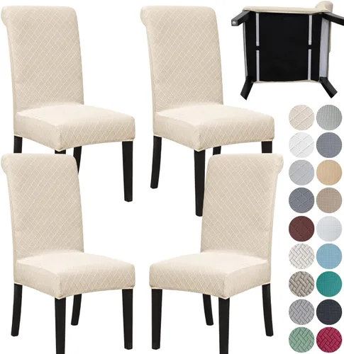 Miniatura 34 de SPRINGRICO Paquete de 2 fundas para sillas de comedor con cinturón de seguridad, fundas elásticas para sillas Parsons lavables, fundas protectoras