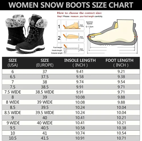 Miniatura 2 de EARLDE Womens Snow Boot With Waterproof Lace Up Mid-Calf Outdoor Winter Deep Tread Rubber Sole
