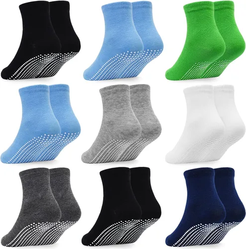 Miniatura 8 de GRPSKCOS Calcetines para bebés con agarre, 9 pares de calcetines antideslizantes para niños
