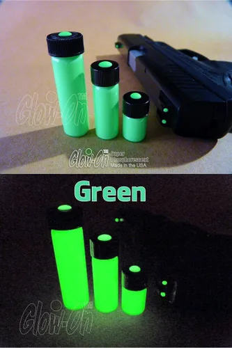 Miniatura 3 de Pintura de visión nocturna de color verde y pistola de brillo verde, 0.2 fl oz Vial mediano, concentrado, brillante, luminiscencia de larga