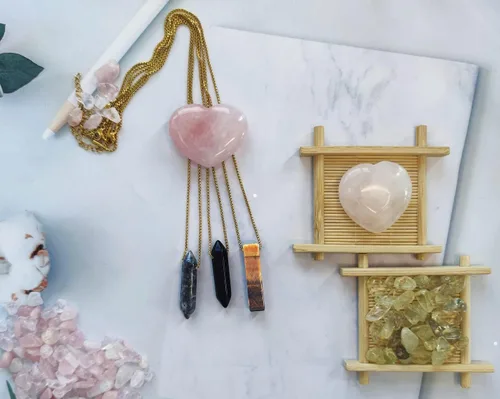 Miniatura 2 de XIANNVXI 4 collares de cadena chapados en oro de 14 quilates con piedra de cristal para hombres y mujeres, amatista, obsidiana, ojo de tigre