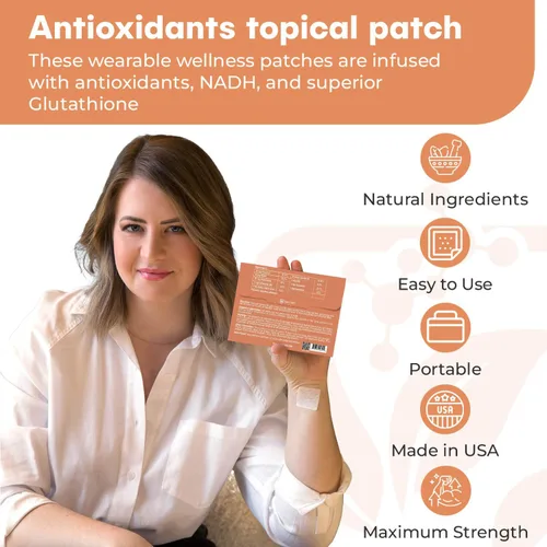 Miniatura 2 de NUTRI-PATCH Parche tópico antioxidante, infundido con vitamina C, glutatión, coenzima Q10, NAC, 30