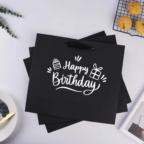 Miniatura 7 de Bolsas de regalo negras extragrandes de 15.7 pulgadas para regalos con papel de seda y asas de cinta para compras, pequeñas empresas, fiestas