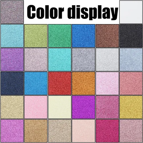 Miniatura 2 de Hojas de tela de piel sintética con purpurina de 32 colores de 8 x 6 pulgadas para lazos de cuero, aretes, fabricación de joyas, costura