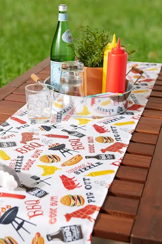 Miniatura 6 de DII Colección de mesa para exteriores, resistente a las manchas y al agua, 14x72, barbacoa