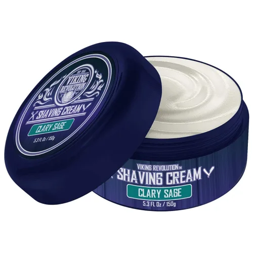 Crema de afeitado de lujo Viking Revolution con aroma a salvia claré - Jabón de afeitar suave, liso y sedoso - Espuma rica para el afeitado más