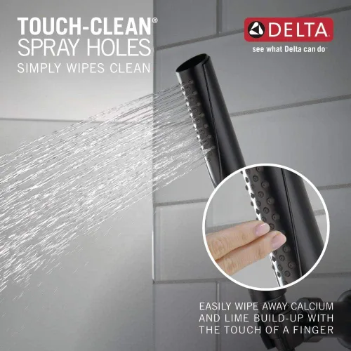 Miniatura 4 de Delta Faucet Trinsic - Ducha de mano de montaje en pared de un solo rociador, ducha de mano con manguera, cabezal de ducha de mano negro, ducha