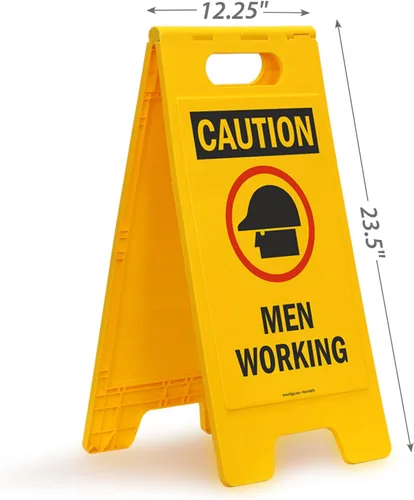 Miniatura 3 de SmartSign Letrero plegable de dos caras con símbolo de "Caution - Men Working" de 25 x 12 pulgadas, plástico de polipropileno impreso digitalmente