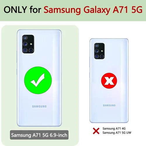 Miniatura 2 de Funda para Galaxy A71 5G, grado militar, resistente, de doble capa, cuerpo completo, a prueba de golpes, protección de cámara con anillo atril Negro