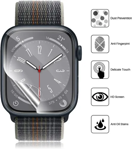 Miniatura 5 de LK Pack de 6 para Apple Watch 41mm / 40mm Protector de Pantalla (Series 8 & 7 & 6) [Película Flexible Mejorada] Auto-reparable, Protector de Azul