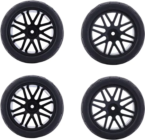Miniatura 3 de Tbest Ruedas todoterreno, universales a escala 1/10, 3.346 in, neumáticos negros duraderos para aficionados a control remoto, carreras de rally