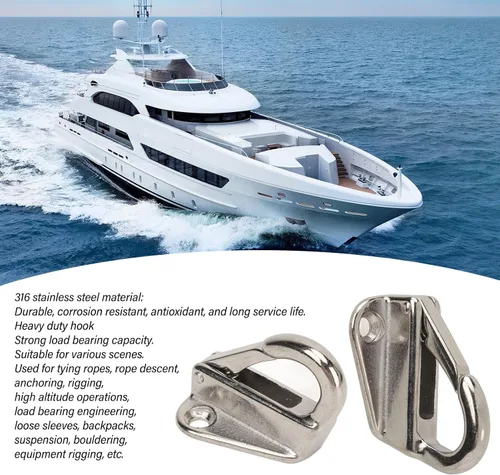 Miniatura 2 de Ganchos de acero inoxidable, ganchos de resorte para botes, ganchos para colgar ropa, 6 unidades, gancho de cuerda de fijación a presión de resorte