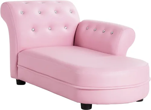 Costzon Sofá para niños, 2 en 1, sofá doble de princesa con superficie de piel sintética, reposabrazos para habitación de niños, sofá suave de