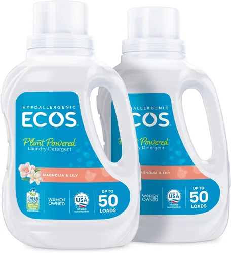 Miniatura 14 de ECOS Detergente líquido hipoalergénico Detergente de la lavandería Cargas no tóxicas, lemongrass, 100 fl oz (paquete de 2)