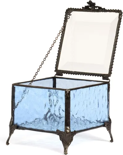 Miniatura 4 de Caja de cristal azul decorativa para joyería con anillo de exhibición, pulsera, aretes, organizador de almacenamiento, regalo de recuerdo para mamá