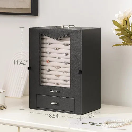 Miniatura 5 de Homde Organizador de joyas con ganchos transparentes para collares de ventana, regalo para mujeres, caja de joyería para collares, anillos, aretes