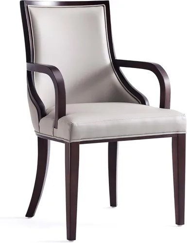 Miniatura 15 de Manhattan Comfort Grand - Silla de comedor de piel sintética con brazos, asiento acolchado con respaldo de ala, costuras rectangulares finas y marco