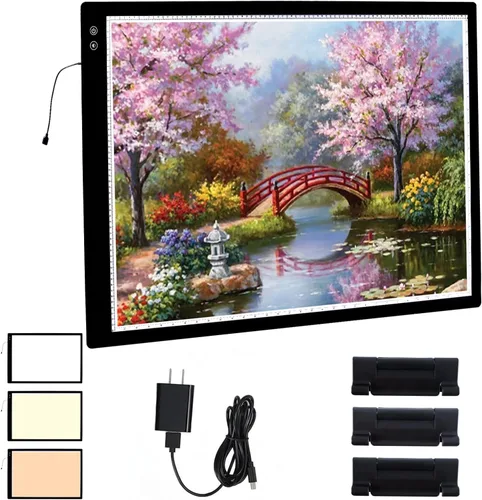 YINGWOND A1 Gran almohadilla recargable de luz, tablero de luz para arte de diamantes con 3 modos de color, 6 niveles y atenuación sin escalones,