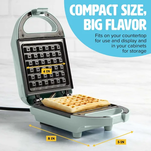 Miniatura 3 de Tasty Mini - Gofrera antiadherente, perfecta para gofres individuales, hash browns, brownies y más, resultados rápidos, fácil de limpiar, 600W