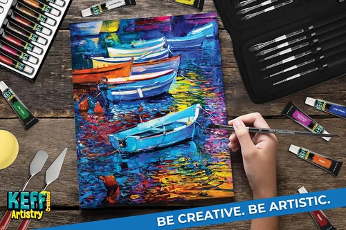 Miniatura 6 de KEFF Creations - Juego de pinceles de pintura acrílica, kit de 15 pinceles de artista premium, juego de 24 pinturas acrílicas, kit de pinceles