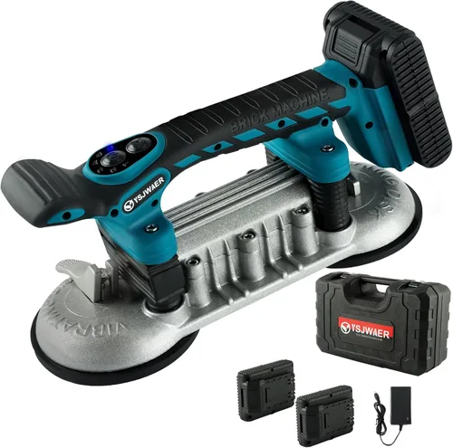 Máquina de vibración de herramienta de instalación de azulejos, vibrador de doble ventosa, nivelación de baldosas de mano, 12000 mAh, 24000 r/min, 6