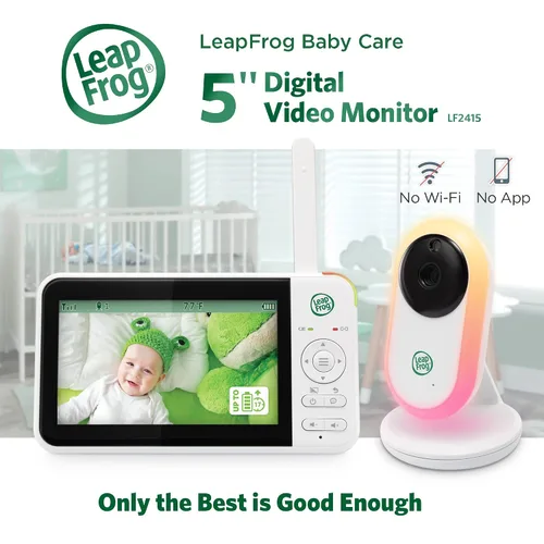 Miniatura 14 de LeapFrog Monitor de bebé LF2415, pantalla LCD IPS de 5 pulgadas, rango de 1000 pies, visión nocturna, canciones de cuna relajantes, luz nocturna
