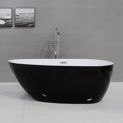 Dowell 074 - Bañera contemporánea de lujo de acrílico de alto grado (63 x 30-3/4 x 22-7/8 pulgadas, negro)