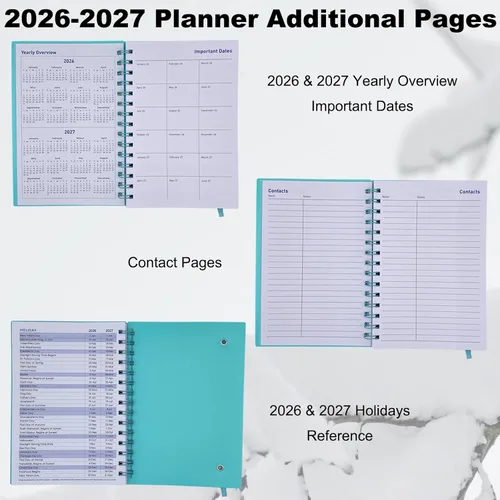 Miniatura 5 de Agenda 2026-2027, planificadores mensuales semanales 2026-2027, agenda mensual de 18 meses de enero de 2026 a junio de 2027, papel grueso, 5.6 x 8.2