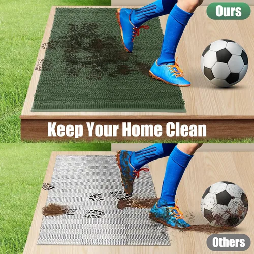 Miniatura 7 de IM HOME Felpudo absorbente de chenilla para exterior de 36" x 24", tapetes para puertas lavables y fangosos para perros, tapete antideslizante