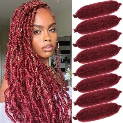 Miniatura 34 de Cabello Rizado Afro Elástico 8 Paquetes Cabello Trenzado Marley Twist Cabello Spring Twist Pre-Separado para Locs Falsos Cabello de Ganchillo Kinky