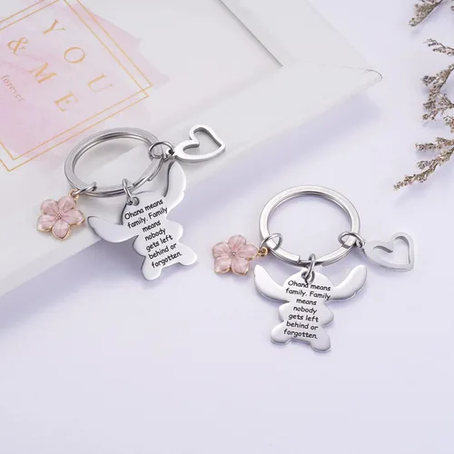 Miniatura 4 de Ralukiia - Collar con la frase Ohana mean family llavero con forma de Stitch regalos de joyería para niños y niñas